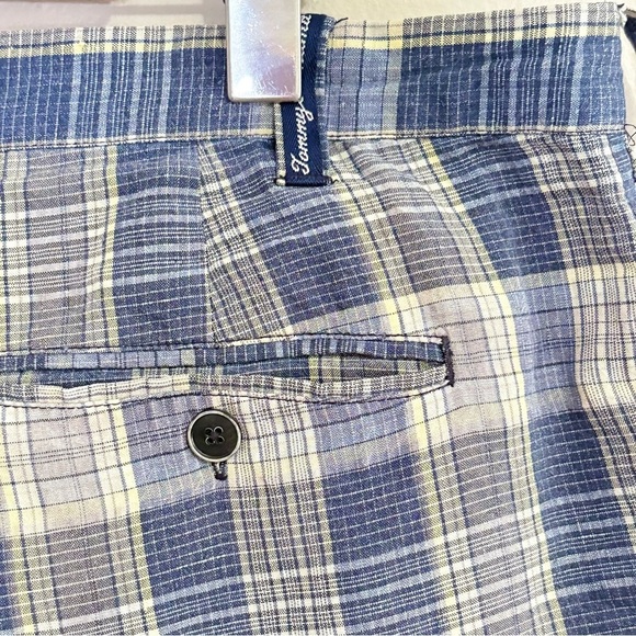 Vintage Tommy Bahama Blue Plaid Flat Front Shorts 75% Linen 25% Silk - Picture 15 of 15
